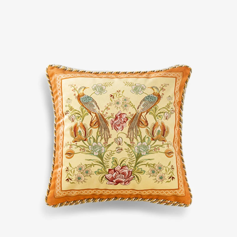 Chinoiserie Original Flowers and Birds Throw Pillow