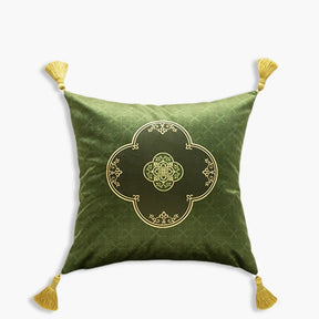 Chinoiserie Dark Green Luxurious Throw Pillow