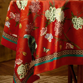 Chinoiserie Traditional Red Luxury Wedding Tablecloth