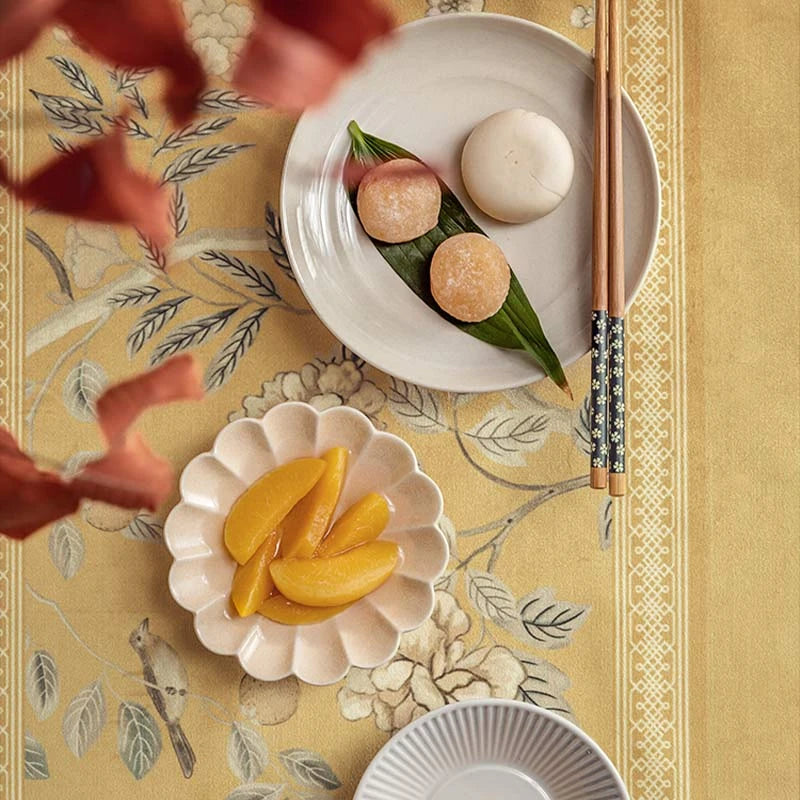 Chinoiserie Traditional Golden Autumn Tablecloth