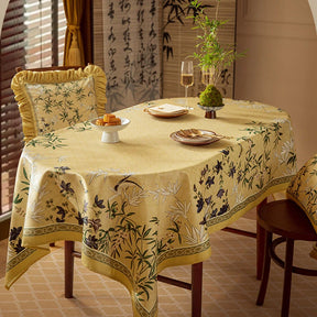 Chinoiserie Traditional Autumn Orchids Tablecloth