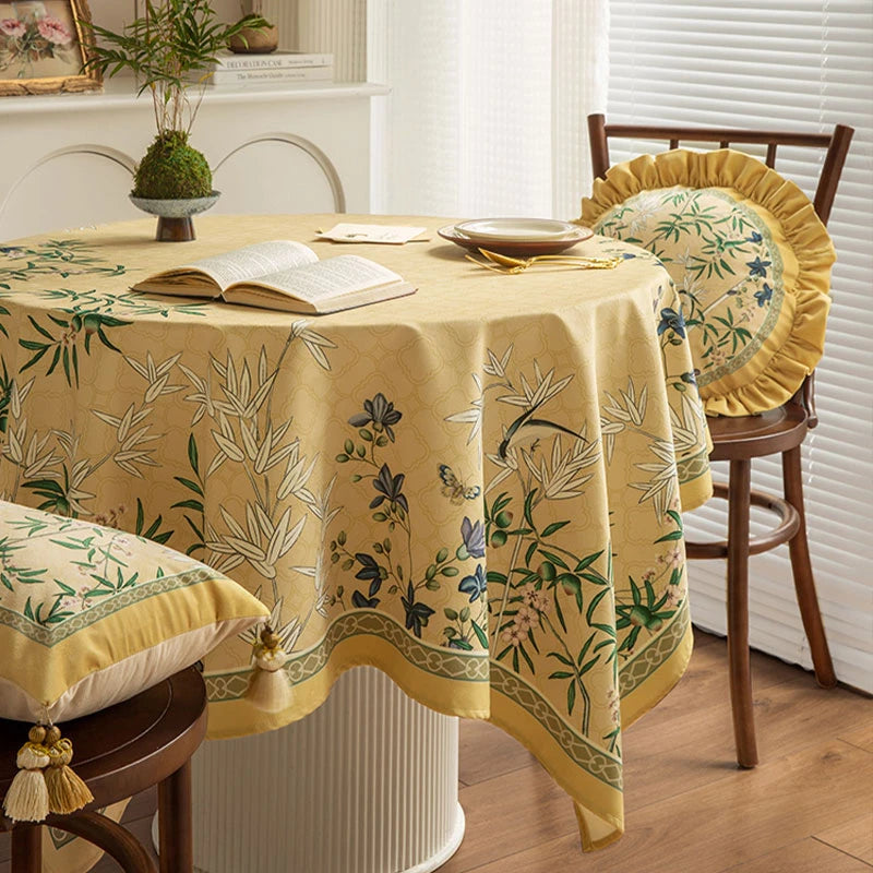 Chinoiserie Traditional Autumn Orchids Tablecloth