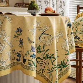 Chinoiserie Traditional Autumn Orchids Tablecloth