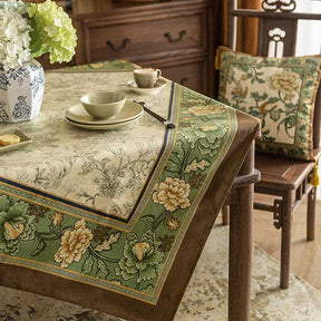 Chinoiserie Traditional Autumn Orchids Tablecloth