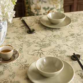 Chinoiserie Traditional Autumn Orchids Tablecloth