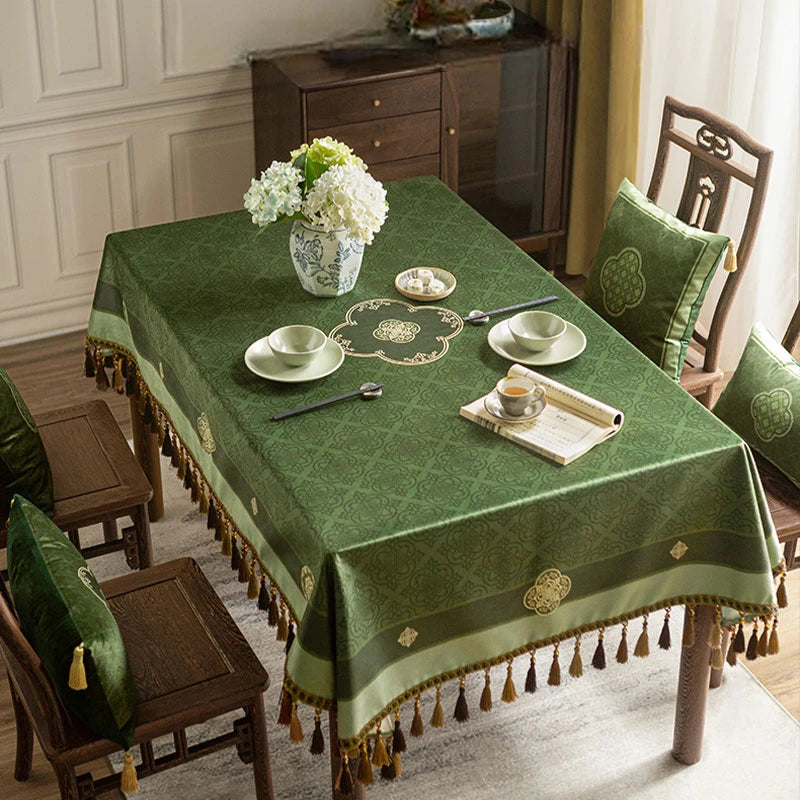 Chinoiserie Dark Green Vintage Elegance Tablecloth