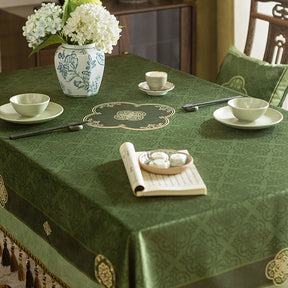 Chinoiserie Dark Green Vintage Elegance Tablecloth