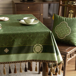 Chinoiserie Dark Green Vintage Elegance Tablecloth