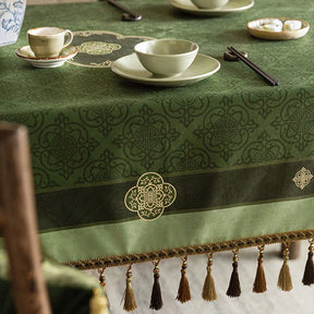 Chinoiserie Dark Green Vintage Elegance Tablecloth