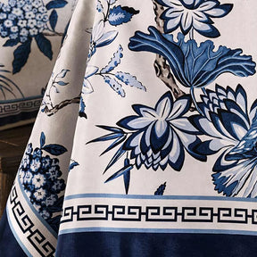 Chinoiserie Vintage Blue and White Tablecloth