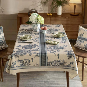 Chinoiserie Vintage Blue and White Tablecloth