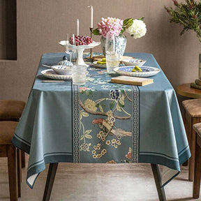 Chinoiserie Vintage Flowers and Birds Tablecloth