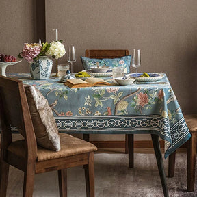 Chinoiserie Vintage Flowers and Birds Tablecloth