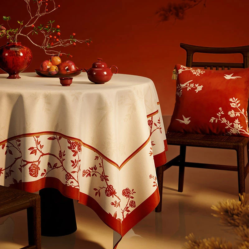 Chinoiserie Chinese Red Celebration Rectangular Tablecloth