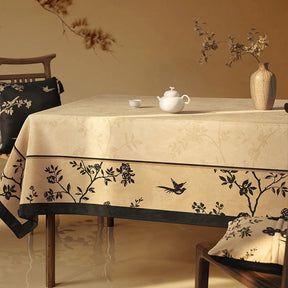 Chinoiserie Luxury Plush Rectangular Tablecloth