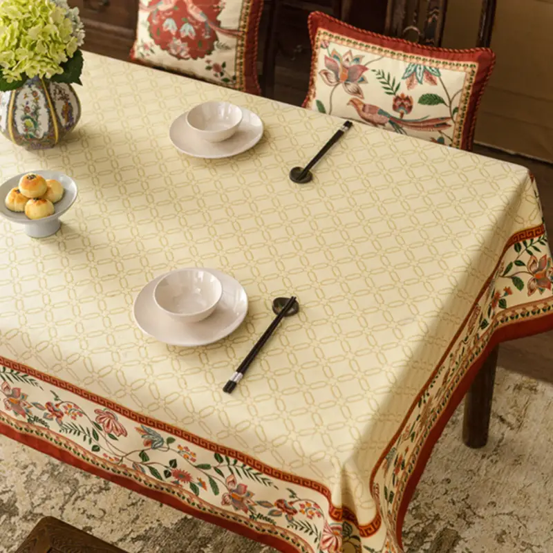 Chinoiserie Luxury Plush Rectangular Tablecloth