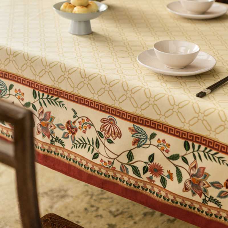 Chinoiserie Luxury Plush Rectangular Tablecloth