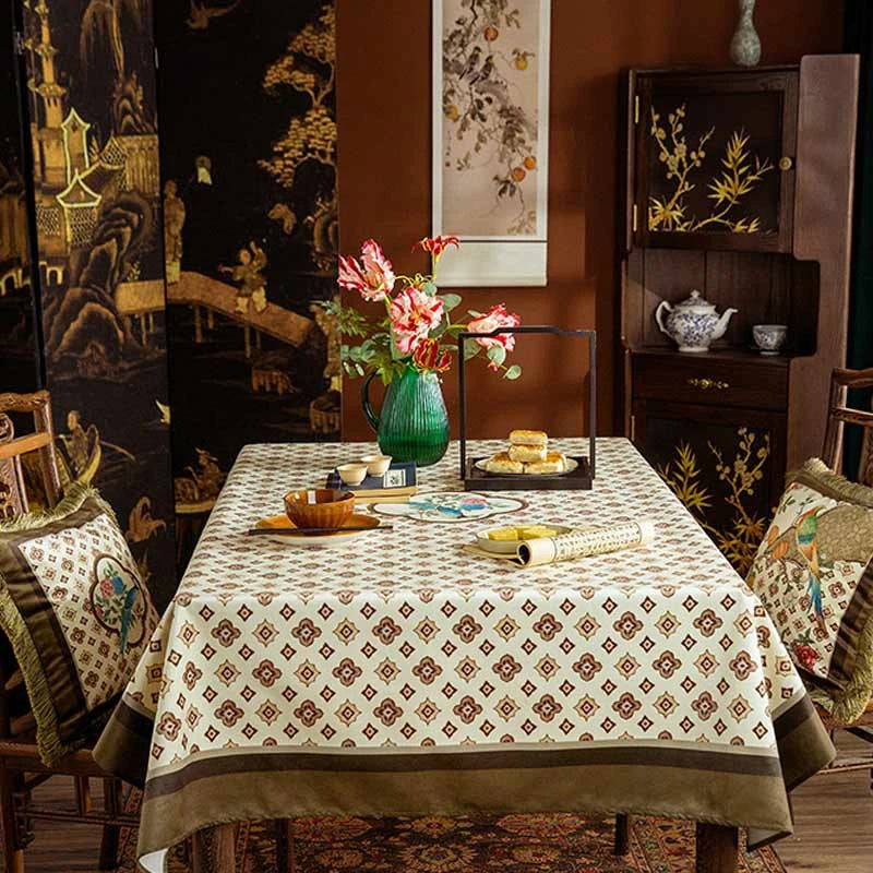 Chinoiserie Country Style Coffee Table Cover Tablecloth