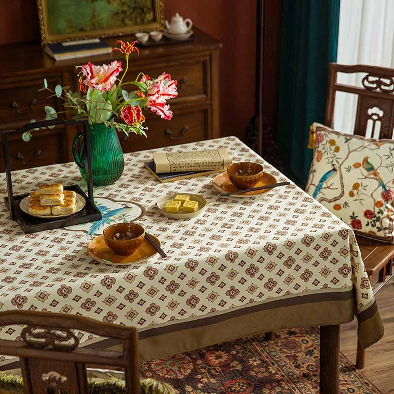 Chinoiserie Country Style Coffee Table Cover Tablecloth