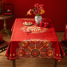 Chinoiserie Wedding Celebration Chinese Pattern“囍(xǐ)” Tablecloth