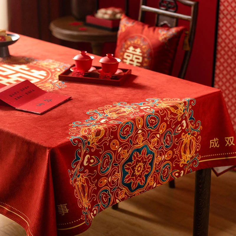 Chinoiserie Wedding Celebration Chinese Pattern“囍(xǐ)” Tablecloth