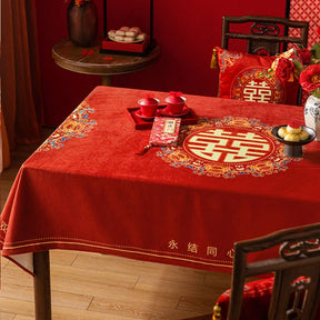 Chinoiserie Wedding Celebration Chinese Pattern“囍(xǐ)” Tablecloth