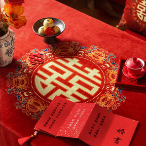 Chinoiserie Wedding Celebration Chinese Pattern“囍(xǐ)” Tablecloth