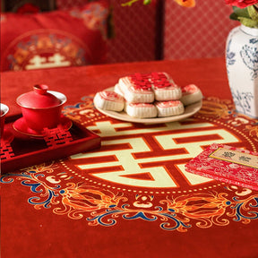 Chinoiserie Wedding Celebration Chinese Pattern“囍(xǐ)” Tablecloth