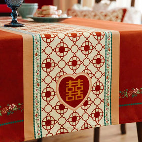 Chinoiserie Wedding Celebration Red Rectangular Tablecloth