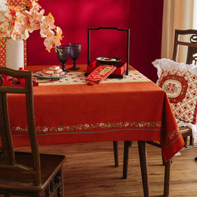 Chinoiserie Wedding Celebration Red Rectangular Tablecloth