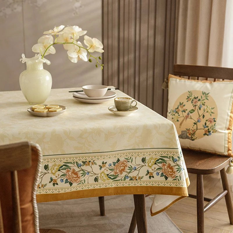 Chinoiserie Luxury Plush Rectangular Tablecloth