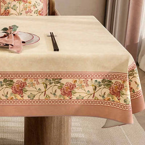 Chinoiserie Vintage Floral Country Style Rectangular Tablecloth