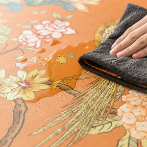 Chinoiserie Mountain Hydrangea Wash-Free Leather Table Mat