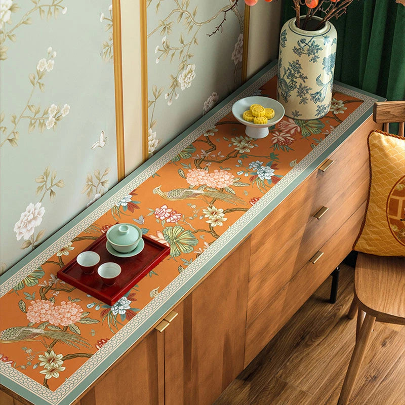 Chinoiserie Mountain Hydrangea Leather TV Table Mat