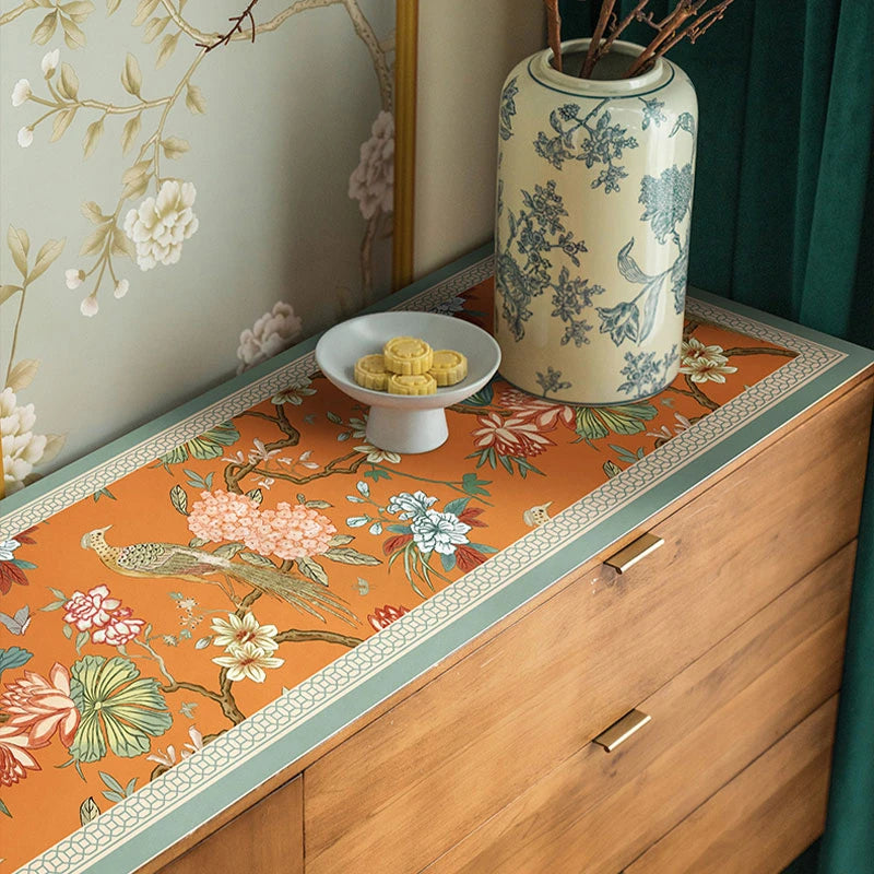 Chinoiserie Mountain Hydrangea Leather TV Table Mat