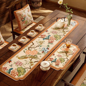 Chinoiserie Retro Spring Floral Tea Table Drying Mat