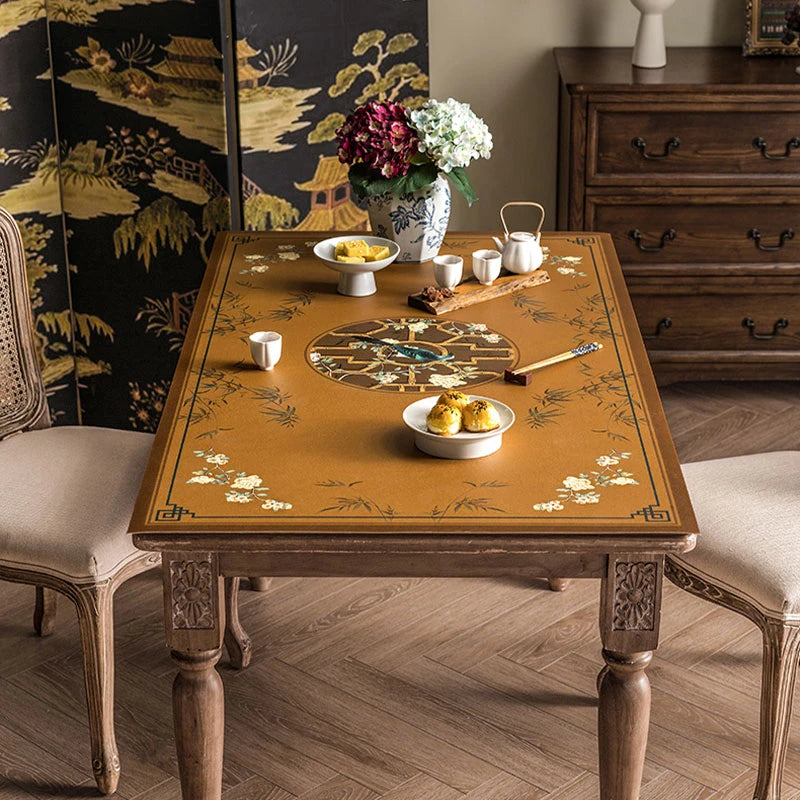 Chinoiserie Leather Waterproof Oil-proof Dining Table Mat