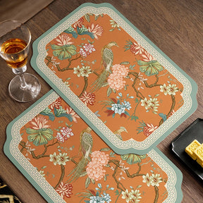 Chinoiserie Mountain Hydrangea Leather Washable Placemat