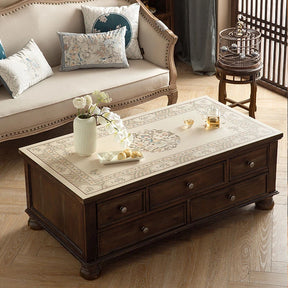 Chinoiserie Stain Resistant Leather Coffee Table Mat