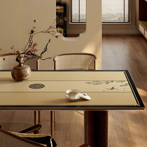 Chinoiserie Stain Resistant Rectangular Leather Table Mat