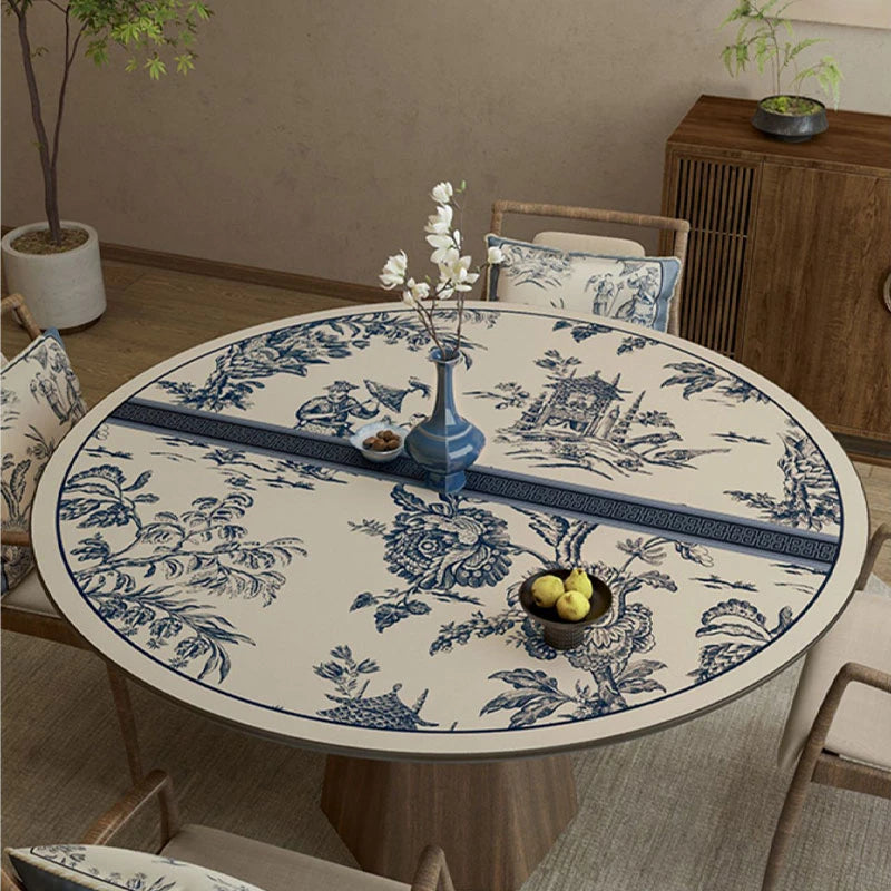 Chinoiserie Blue and White PVC Round Table Mat