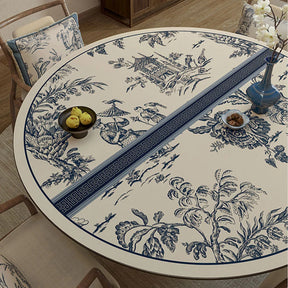 Chinoiserie Blue and White PVC Round Table Mat