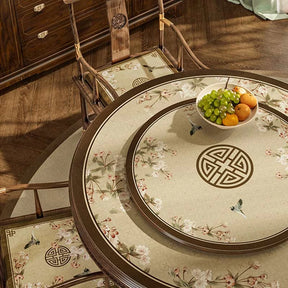 Chinoiserie Vintage Springtime Double-layer Round Leather Table Mat