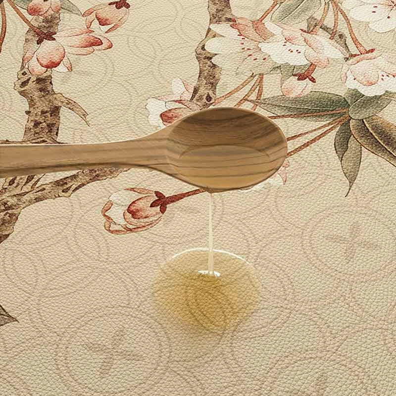 Chinoiserie Vintage Springtime Double-layer Round Leather Table Mat