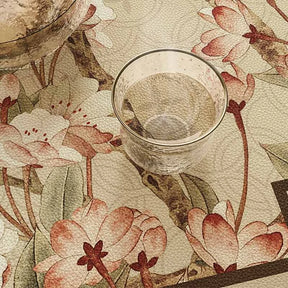 Chinoiserie Vintage Springtime Double-layer Round Leather Table Mat