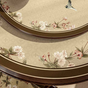 Chinoiserie Vintage Springtime Double-layer Round Leather Table Mat