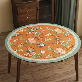 Chinoiserie Mountain Hydrangea Round Leather Table Mat