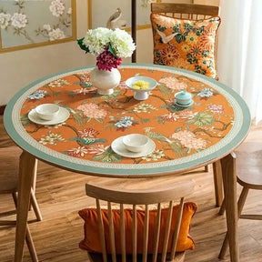 Chinoiserie Mountain Hydrangea Round Leather Table Mat