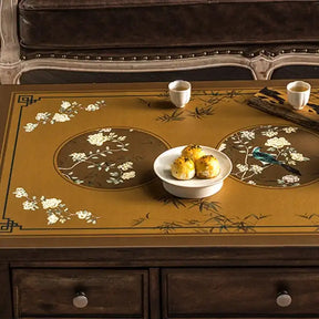 Chinoiserie Retro Stain Resistant Leather Coffee Table Mat