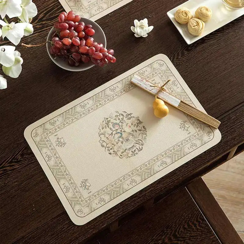 Chinoiserie Waterproof and Oil-proof Leather Washable Placemat